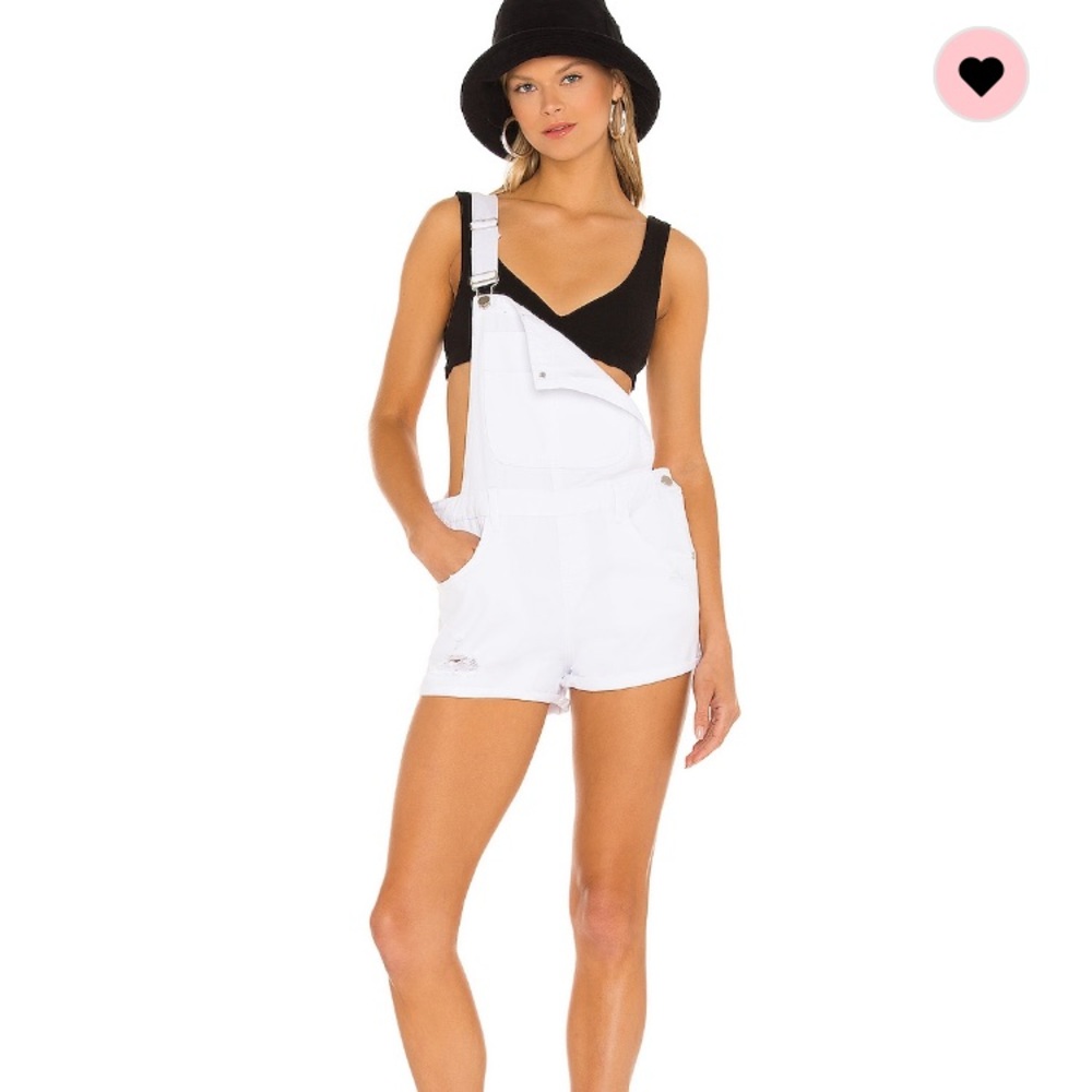 Carmen White Denim Overall Shorts Superdown